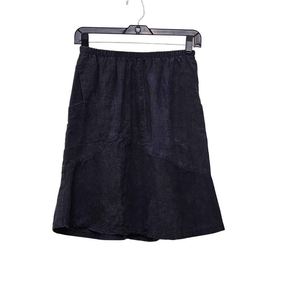 Sympatico Grey Hemp Blend Elastic Waist Short Skirt Womens XS Lagenlook Resort